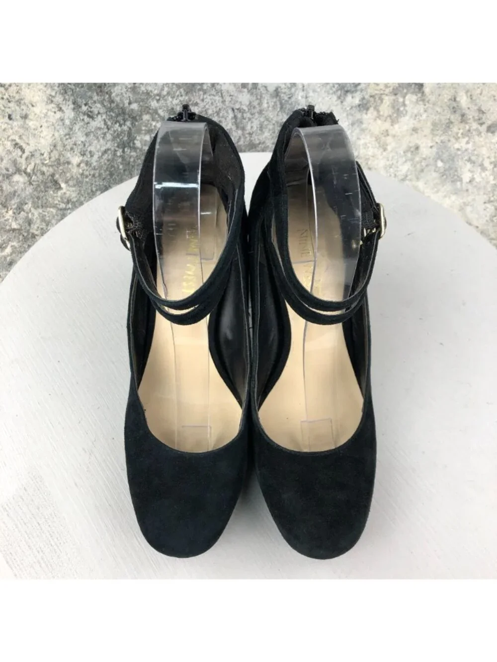 Nine West Women's Size 7.5M Socialite Black Suede High Heel Ankle Strap Pumps